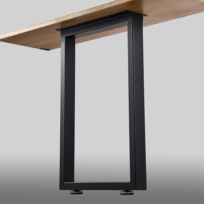 ALLCOS Metal Table Legs 30 Inch Heavy Duty Dining Desk Legs Black Metal Coffee Table Legs with Adjustable Feet Pads, Black, Set of 2