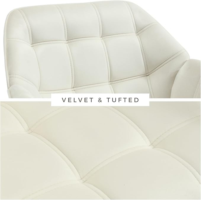 QUINJAY Modern Velvet Accent Chair with Ottoman, Upholstered Lounge Chair with Footrest, Comfy Living Room Chair with Gold Legs Accent Side Chair Armchair for Small Space Bedroom Apartment, Beige