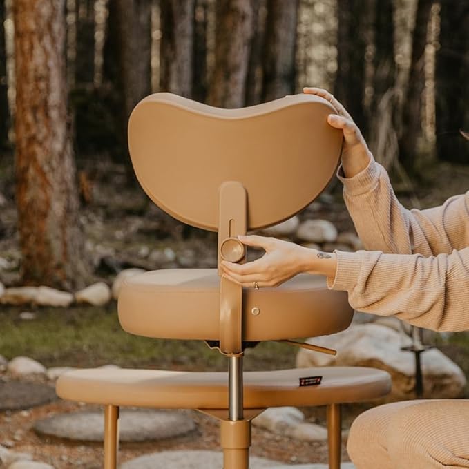 Pipersong Meditation Chair PRO Venti, Cross Legged Chair with Wheels, ADHD Chair, Criss Cross Desk Chair with Height Adjustable Backrest and Adjustable Stool, Flexible Design for Fidgety Sitters, Tan