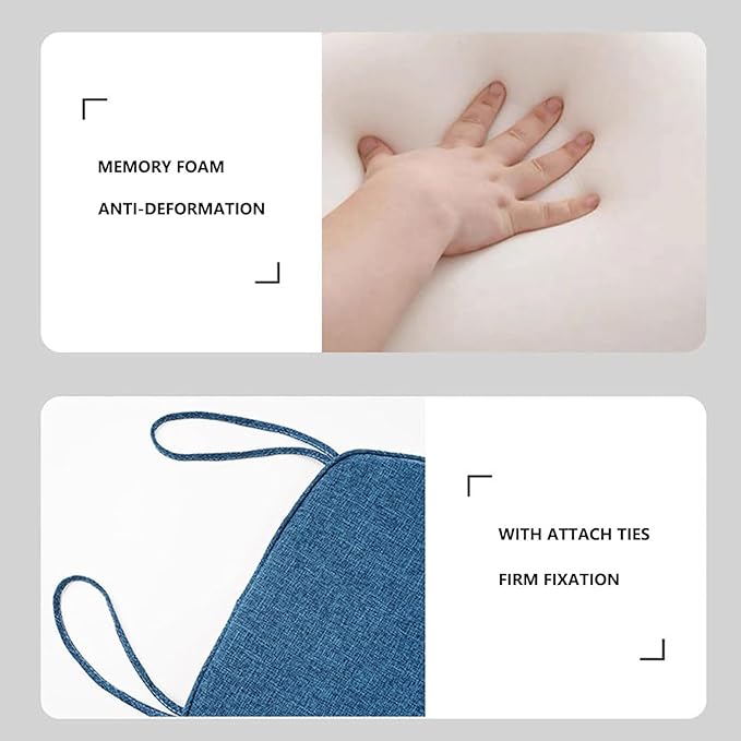 Chair Pads with Ties 18x17, Memory Foam Kitchen Chair Cushions with Ties 18 Inch, Non Slip Chair Pads for Dining Chairs Set of 2 4 6, Seat Cushions Covers Washable and Removable with Zipper,G,1