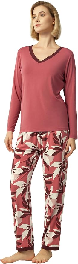 GYS Viscose from Bamboo Women's Pajama Sets Super Soft Long Sleeve Sleepwear Comfy Winter Pjs Sets S-4X