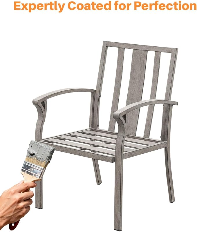 SEEHILL Outdoor Dining Chairs Set of 2, High Backrest Patio Chairs Set with Thick Cushion, All Weather Aluminum Patio Dining Chairs, Patio Furniture Set for Garden, Backyard, Deck, Pool, Limed Oak
