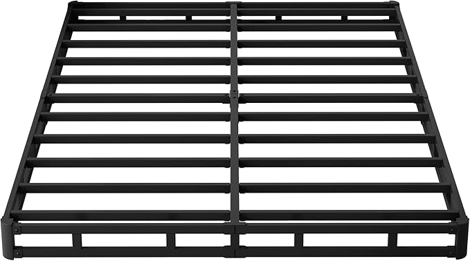 Maenizi Queen Box Spring 4 Inch Low Profile, Heavy Duty Metal Box Spring Bed Base with Fabric Cover, Mattress Foundation, Easy Assembly, Noise Free, Black