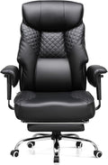 GTRACING Big and Tall Office Chair 400lbs High Back Computer Gaming Chair with Ergonomic Lumbar Support &Pocket Spring Cushion for Lower Back Pain Relief, Leather Executive Chair with Foot Rest, Black