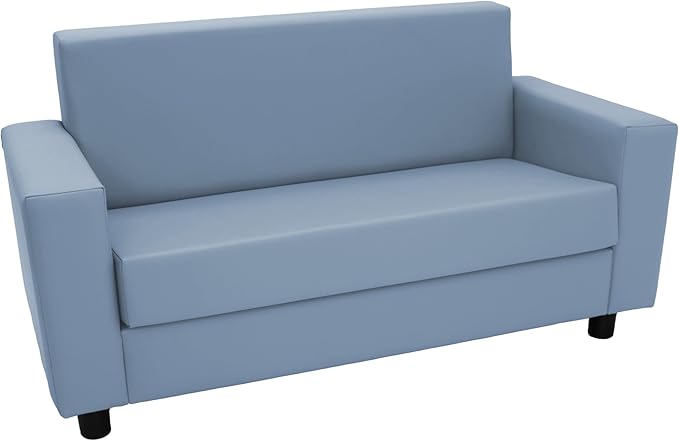 Factory Direct Partners SoftScape Inspired Playtime Classic Reading Sofa, Children's Commercial-Grade Upholstered Furniture for Home, Daycare, Preschool; Modern Design - Powder Blue, 14473-PB
