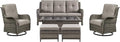 Rilyson Wicker Patio Furniture Set - 6 Piece Rattan Outdoor Sectional Conversation Sets with 2 Swivel Rocking Chairs,2 Ottomans,1 Sofa and 1 Coffee Table for Porch Deck Garden(Mixed Grey/Grey)