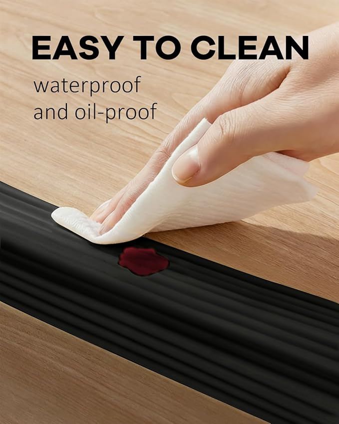 PUSHUJIA W Wide Edge Protector Strip Extra Thick Baby Proofing Bumper Guard with Strong Adhesive Child Safety for Table Desk Bed Cabinet Furniture in Home and Nursery (Black)