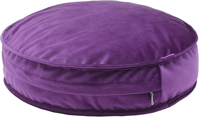 YIUOR Round Floor Pillow Cover Velvet Throw Seating Pouf Yoga Meditation Cushion Plush Case Reading Room Decor Cover Only (19.7IN, Purple)