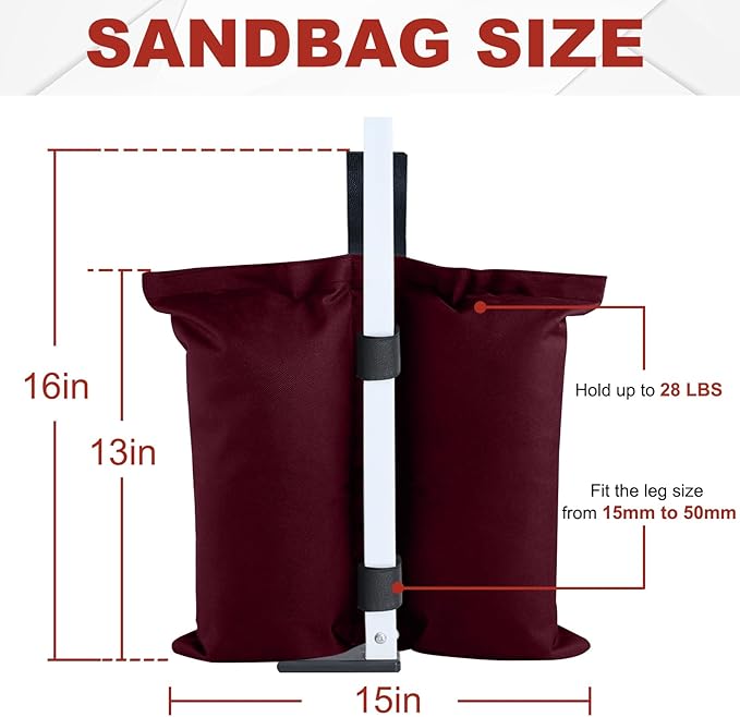 ABCCANOPY Canopy Weights 120 LBS Tent Sand Bags,4pcs-Pack (Burgundy)