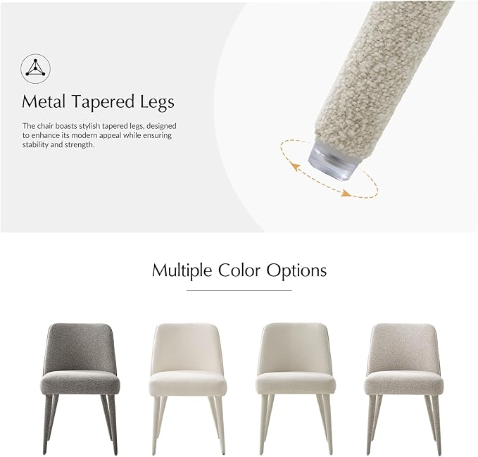 HULALA HOME Modern Dining Chairs Set of 4，Linen Fully Chenille Upholstered Dining Room Chairs Set with Foot Peg, Solid Wood Frame, Armless Kitchen Accent Chairs for Living Room Bedroom Reception