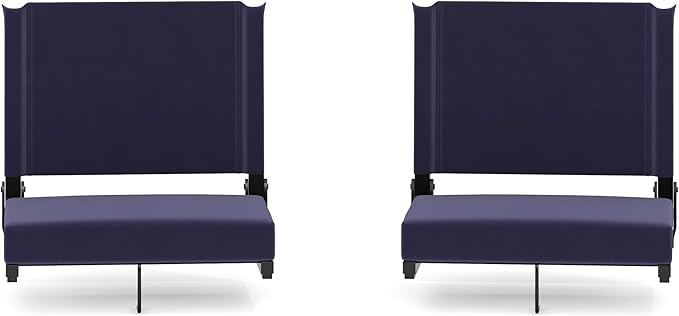 Flash Furniture Grandstand Portable Stadium Seats for Bleachers or Benches, Folding Padded Stadium Chairs with Handle, Pack of 2, 500 lb. Weight Capacity, Navy