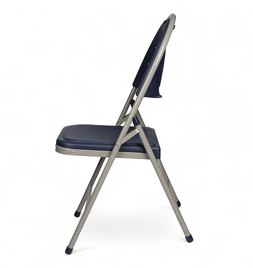 OEF Furnishings OEF1100 Series Premium Heavy-Duty Plastic Folding Chairs, Commercial Fanback Event Chairs with Triple Brace and 500 lb Capacity (4-Pack, Navy Plastic with Gray Frame)