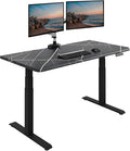 Vari ComfortEdge 60x30 Inch Adjustable Electric Standing Desk – Limited Edition Sit Stand VariDesk with Memory Presets & Sloped Front Edge + Tool-Free Assembly (Black Marble/Black Legs)