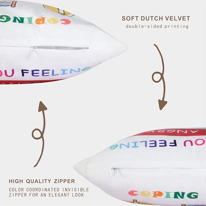 B BBPM How are You Feeling- Boho Rainbow Counseling Office Must Haves Throw Pillow Covers Calming Corner Mental Health Pillow for Kids Classroom Decor Calm Down Corner 18x18 Inch Pillowcase