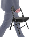 fusehome Mini Folding Chair, Garage Stool, Portable Camping Chair with Padded Seat, Lightweight and Compact Lawn Chair, for Patio, Garage, Camping, Fishing, Hiking, Hunting, Picnic, Beach, Black