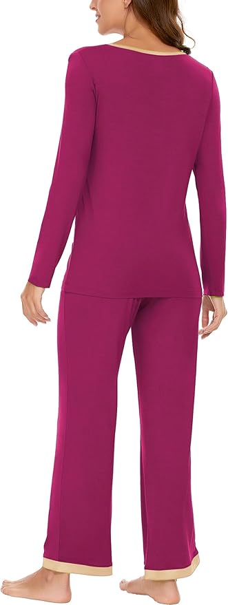 GYS Viscose from Bamboo Women's Pajama Sets Super Soft Long Sleeve Sleepwear Comfy Winter Pjs Sets S-4X