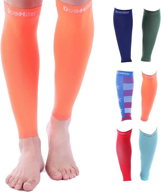 Doc Miller Compression Calf Sleeve for Men & Women – 20-30mmHg Graduated Support for Running, Shin Splints, Calf Strain – Knee High, Small to 6XL Plus Size