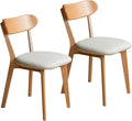Bamskov 100% Solid Wood Dining Room Chairs - Practical Kitchen Chairs - Wood Chair for Dining Room, Kitchen (2, Natural with White Cushion)