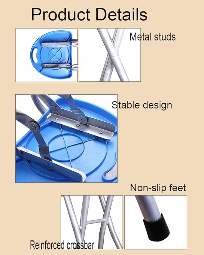 Folding Stool Folding Bar Stool Foldable Stools for Adults with Footrest Carbon Steel Frame Stool - Durable and Sturdy Folding Stool for Outdoor Kitchen Shop CafeGrill