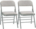 EZONE (2pcs Fabric Folding Chairs with Padded Cushion Backrest Metal Steel Foldable Chair Portable Lightweight Foam Padded Fold Chair (2, Fabric - White)