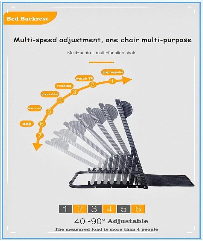 Jarler Bed Backrest Adjustable Chair - Lifting Folding Bed Back Rest Support Resting Reading Seating Beach, 6 Degree Sit-up Folding Wedge for Elder Disability (Oxford Cloth, Black)
