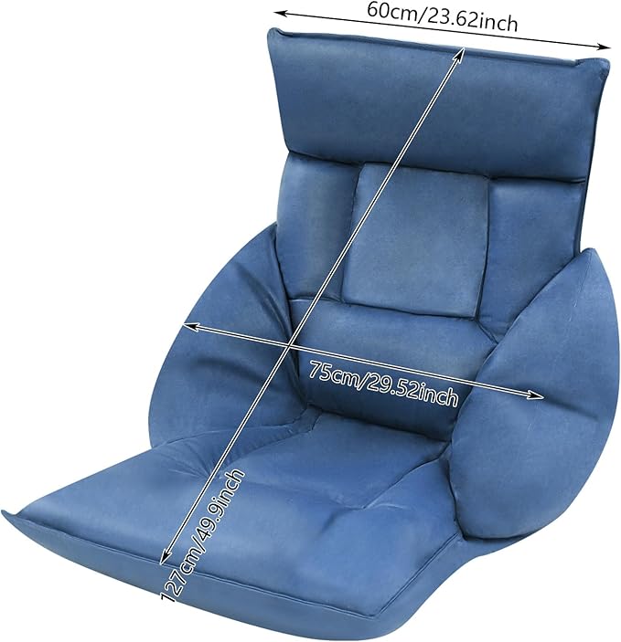 Eapmic Floor Chair, Lazy Sofa, Folding Chair Bed with 5-Position Adjustable Headrest & Backrest, Indoor Chaise Lounger, Gaming Recliner for Reading Gaming Meditation Living Bedroom (Navy Blue)