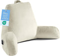 OAISZ Reading Pillow for Sitting in Bed Adult, Reading Pillow with Shredded Memory Foam, Bed Pillow with Washable Cover, Back Pillow Sitting Up with Extend Arms, Beige, X-Large