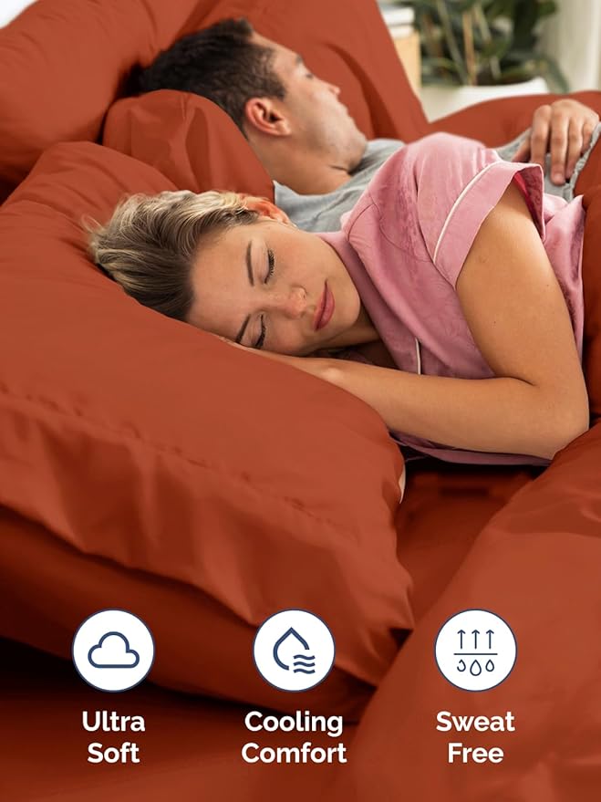 Extra Deep Pocket Full Sheets - 4 Piece Breathable & Cooling Bed Sheets - Hotel Luxury Bed Sheet Set - Soft, Wrinkle Free & Comfy - Easily Fits Extra Deep Mattresses - Deep Pocket Terracotta Sheets