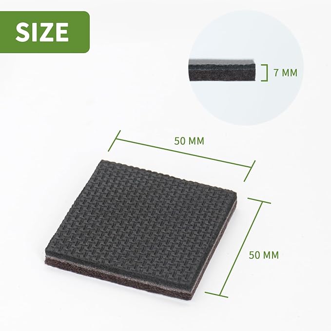 COVERCORNER Non Slip Furniture Pads 32 PCS 2'' Square - Anti Slip Furniture Pads - Self Adhesive Rubber Feet Furniture Feet - Chair Leg Floor Protectors - Keep Furniture in Place