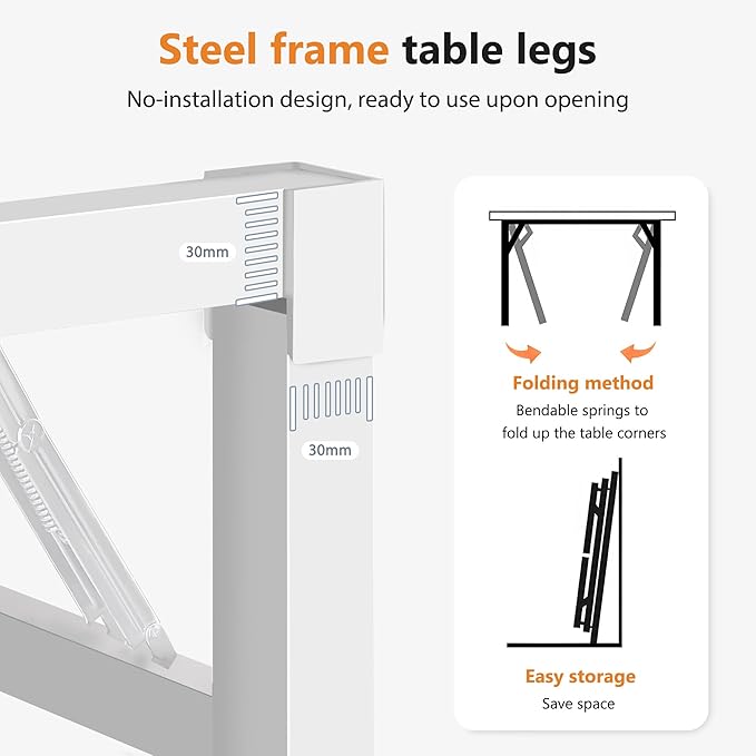 DlandHome 39 inches Folding Table Computer Desk Portable ActivityTable Conference Table Home Office Desk, Fully Assembled Teak and White DND-ND5-100TW
