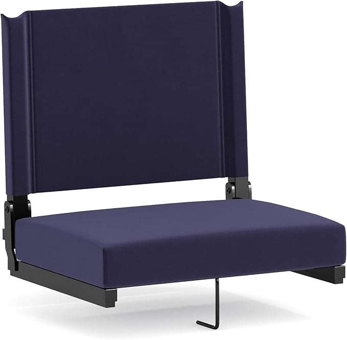 Flash Furniture Grandstand Portable Stadium Seat for Bleachers or Benches, Folding Padded Stadium Chair with Carrying Handle, 500 lb. Weight Capacity, Navy