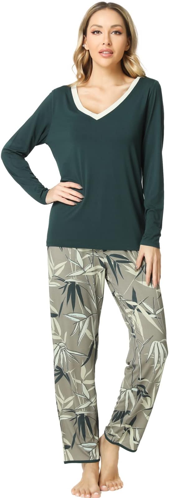 GYS Viscose from Bamboo Women's Pajama Sets Super Soft Long Sleeve Sleepwear Comfy Winter Pjs Sets S-4X