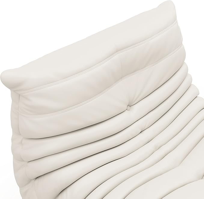High-end Bean Bag Chair, Fireside Togo Chair with White Faux Leather Cover, Comfy & Soft Lazy Floor Lounge Sofa for Bedroom, Living Room, Office or Lounger