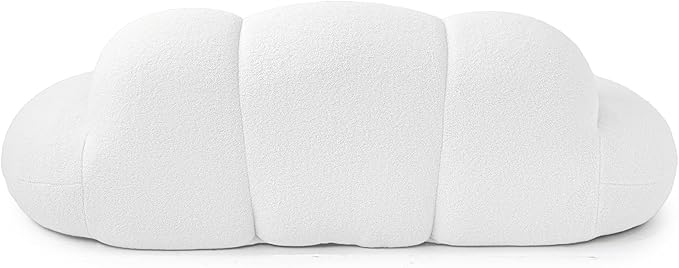 JACH 3 Seater Cloud Sofa for Living Room, Modern Sherpa Upholstered Sofa, Minimalist Leisure Couch, Comfy Cloud Couch for Apartment, Small Space, No Assembly Required (White)