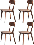 Grewood 100% Solid Oak Wood Dining Chairs,Mid Century Modern Dining Chairs with Rounded Backrest,Kitchen,Dining Room Chairs Set of 1/2/4 (4, Walnut Color)