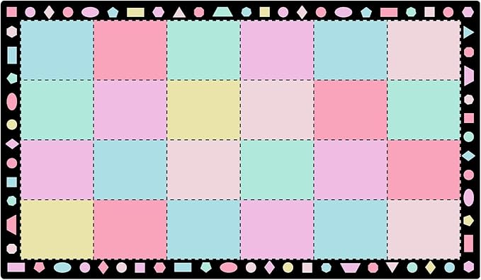 Booooom Jackson 7'6''x13' Pastel Seatings Classroom Rug for Kids Room Seating Décor - Thick Nylon Large Preschool Carpet Daycare Rug for Teaching & Playroom, Non-Slip &No Triping,20X Stain Resistance