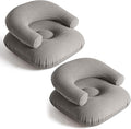 Threehoney 2 Pcs Inflatable Lounge Chair Deck Chair Lazy Sofa, Blow Up, Folding, Portable Couch for Home, Office Balcony, Floor Seating (Dark Grey)