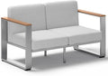 ComfCove Outdoor Aluminum Loveseat, Modern Patio Patio Furniture with Wide Seat and Thick Cushions, All-Weather Oversized Couch for Deck, Porch