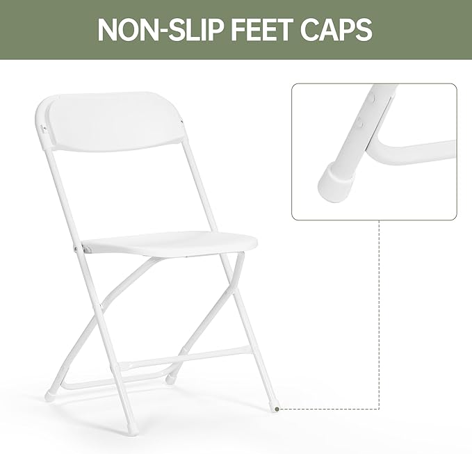 30 PCS Plastic Folding Chair, Portable Commercial Chair, 450 LB Capacity Premium Plastic Folding Chairs, Folding Chair for Wedding Party Outdoor Indoor, Stackable Folding Chairs White