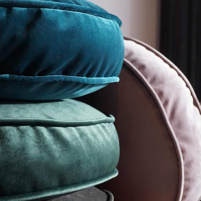 YIUOR Round Floor Pillow Cover Velvet Throw Seating Pouf Yoga Meditation Cushion Plush Case Reading Room Decor Cover Only (19.7IN, Dark Blue)