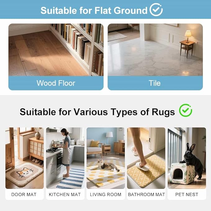 Rug Gripper Non Slip - Self Adhesive Rug Pads Grippers for Hardwood Floors and Tiles, Reusable Carpet Tape for Area Rugs, Cuttable Rug Stickers Keep Corners Flat (12x12cm)