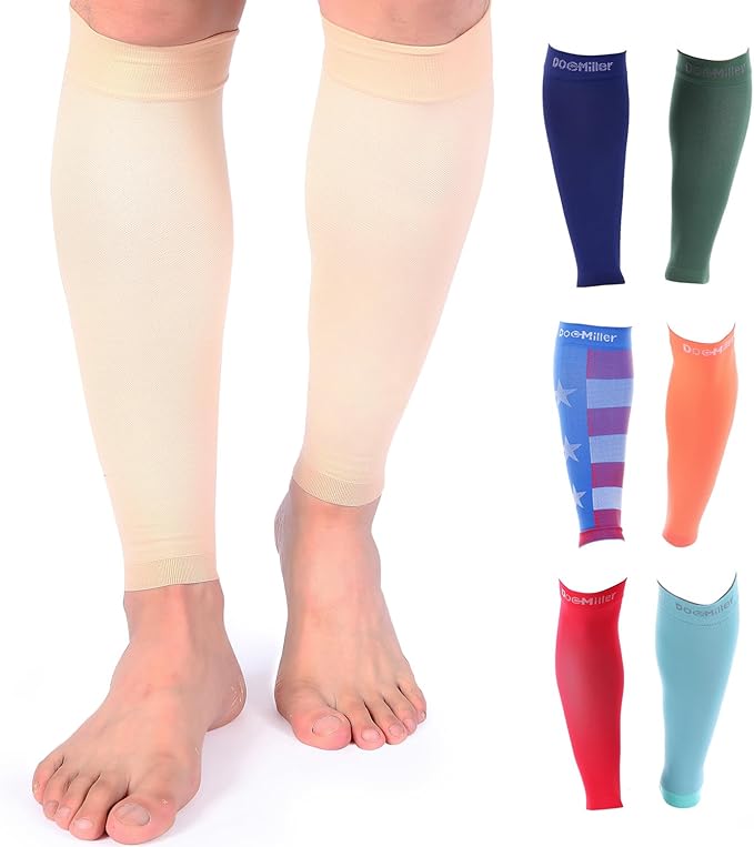 Doc Miller Compression Calf Sleeve for Men & Women – 20-30mmHg Graduated Support for Running, Shin Splints, Calf Strain – Knee High, Small to 6XL Plus Size