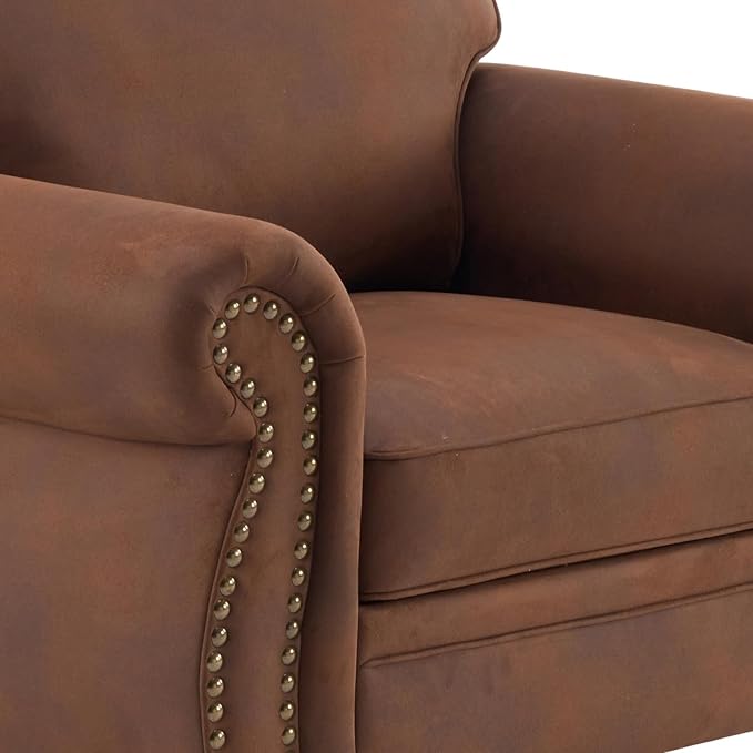 Couchus Living Room Furniture Sets,Sofa Sets and Couch Sets for Living Room,Mid-Century Vintage Sofa Couches with Rivet Design (Caramel, Single+Loveseat)