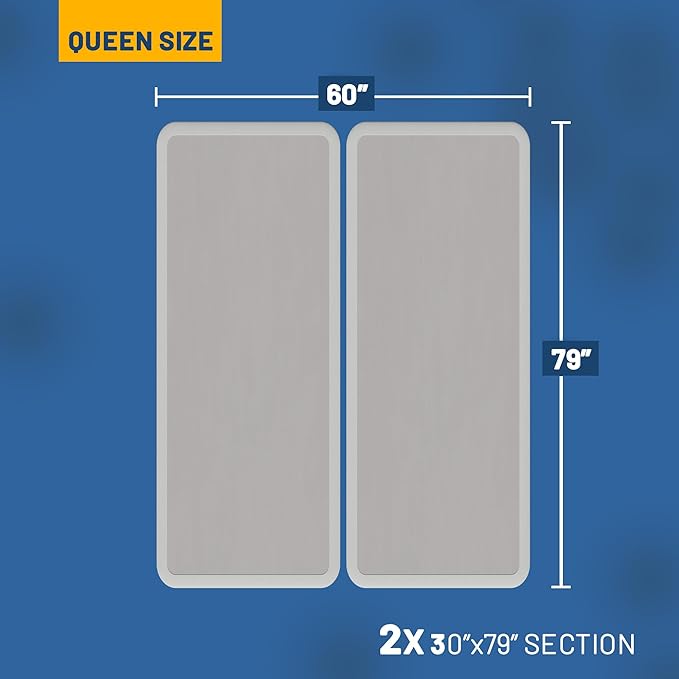 Greaton, Box Spring Bed Base Queen Size, 4-Inch Wood Mattress Foundation – Amish Made in USA – Quiet Noise Free, 2-Pieces Under Mattress-Support BoxSpring, Fully Assembled, White.