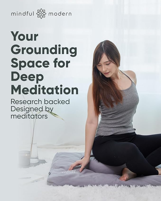 Mindful & Modern Zabuton Meditation Mat - Cotton Filled Yoga and Meditation Pad - Zabuton Meditation Cushion for Kneeling and Sitting Support - Large Rectangular Sitting Floor Pillow for Bench or Zafu
