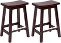 PayLessHere Bar Stools Set of 2, Wooden Saddle Stools 24 Inch Heigh, Bar Chairs Seat with Footrests and Industrial, Kitchen Counter Stools for Restaurant, Bistro Bar and Home Dining