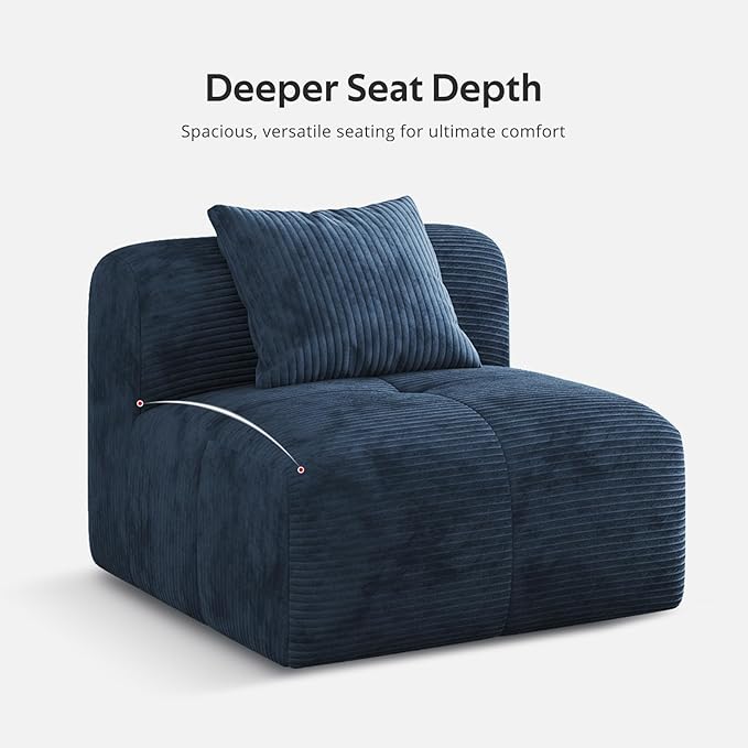 Aosaifen Modern L-Shaped Modular Sectional Sofa for Living Room，Oversized 3-Seater Couch with Deep Seat and Movable Ottoman – No Assembly,Comfortable Corduroy Fabric Boneless Sofa
