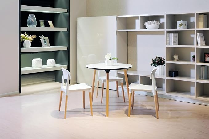 COZYBLOCK Bel Dining Bistro Cafe Style Modern Minimalist Side Chair Set of 2 (White)