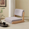 Japanese Style Legless Floor Chair with Back Support, Wooden Tatami Meditation Chair with Cushion, Low Sofa Floor Seat for Living Room, Bedroom, Bay Window(Sherpa 2)