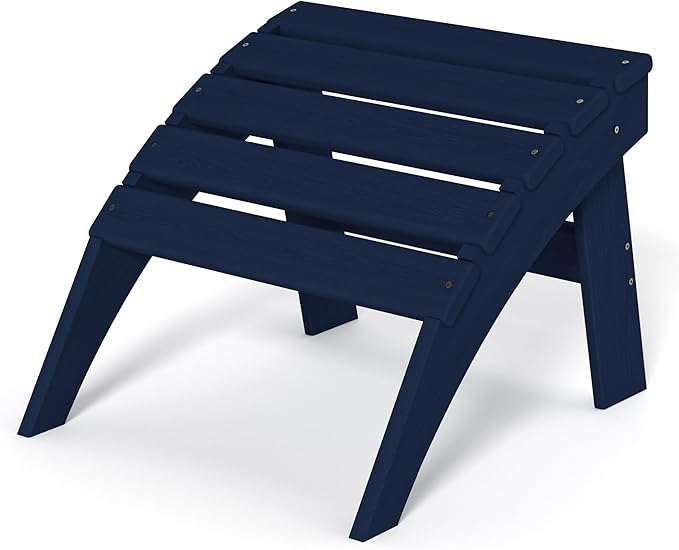 Plawdlik Folding Ottoman for Adirondack Chair–HDPE All-Weather Footrest for Outdoor Use, Garden & Poolside– Anti-Cracking, Fade-Resistant, Easy Assembly–Navy